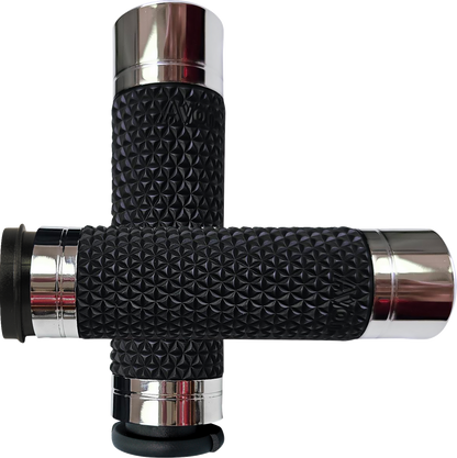 Avon K25 TBW Chrome Handlebar Grips Soft Diamond Knurled fits 2008-2024 Harley