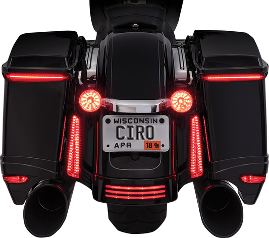Ciro Amber Red LED Bag Blades Saddlebag Lid Lights 2010-2013 Harley FLTRX FLHX