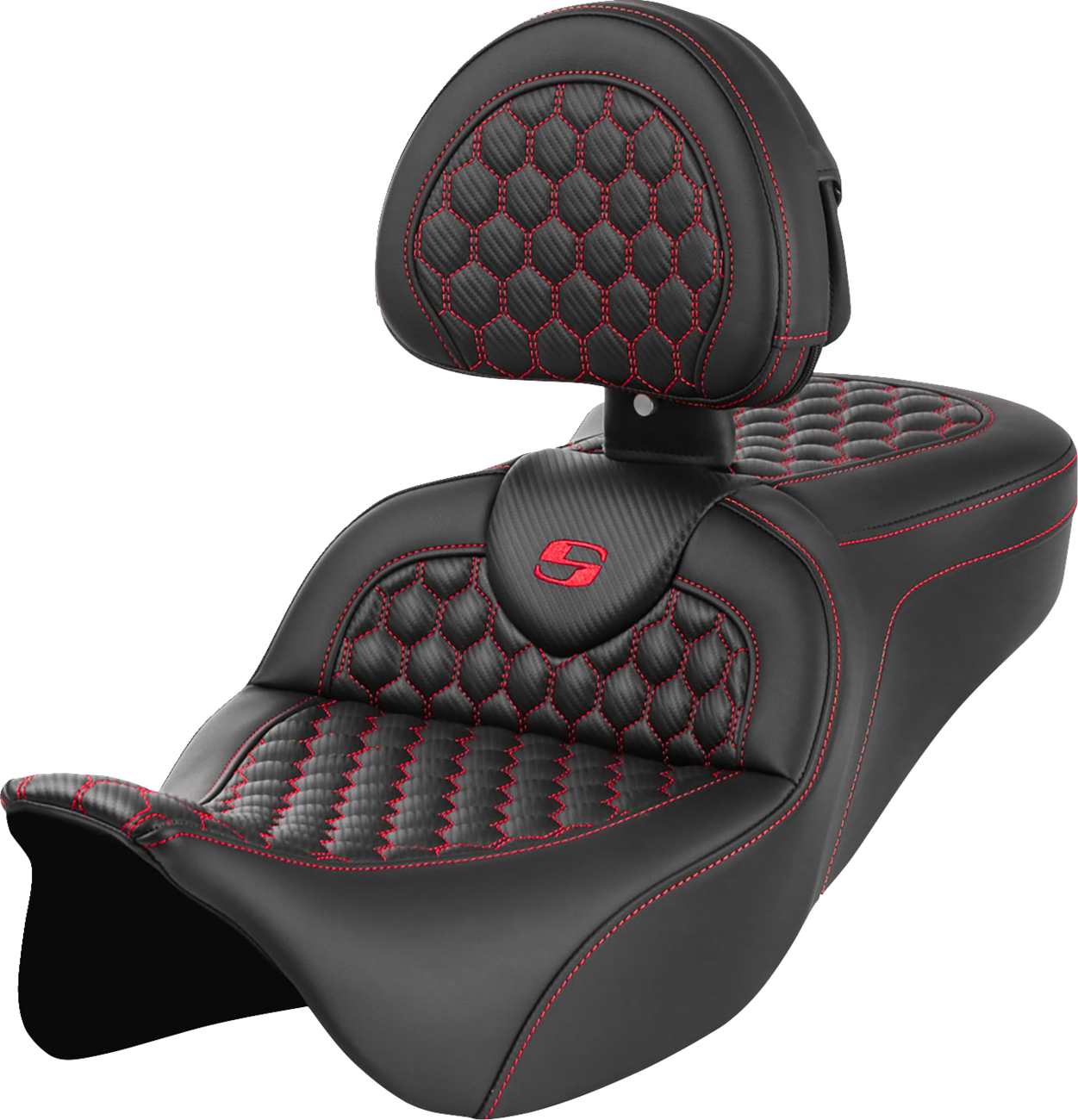 Saddlemen Roadsofa Red Honeycomb Gel Seat & Backrest 2008-2025 Harley Touring