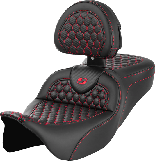 Saddlemen Roadsofa Red Honeycomb Gel Seat & Backrest 2008-2025 Harley Touring
