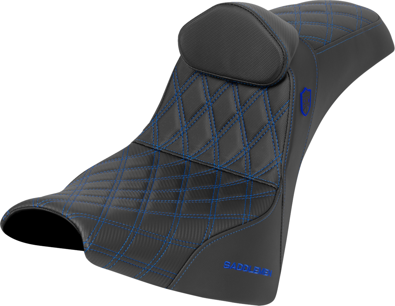 Saddlemen SDC Blue Lattice Seat & Backrest for 2018-25 Harley Softail FXBB FXST