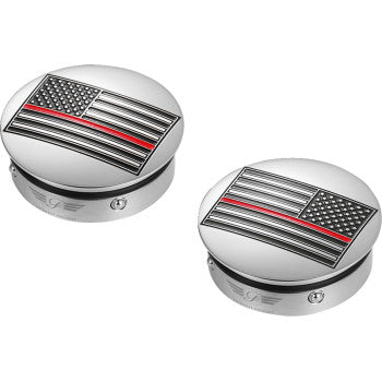 Figurati Designs Red Line Flag Swingarm Covers Inserts for 1980-2025 Harley