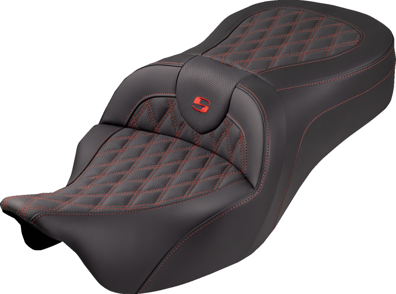 Saddlemen Roadsofa King Red Lattice Stitch Gel Seat for 2008-2025 Harley Touring