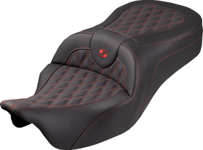 Saddlemen Roadsofa King Red Lattice Stitch Gel Seat for 2008-2025 Harley Touring