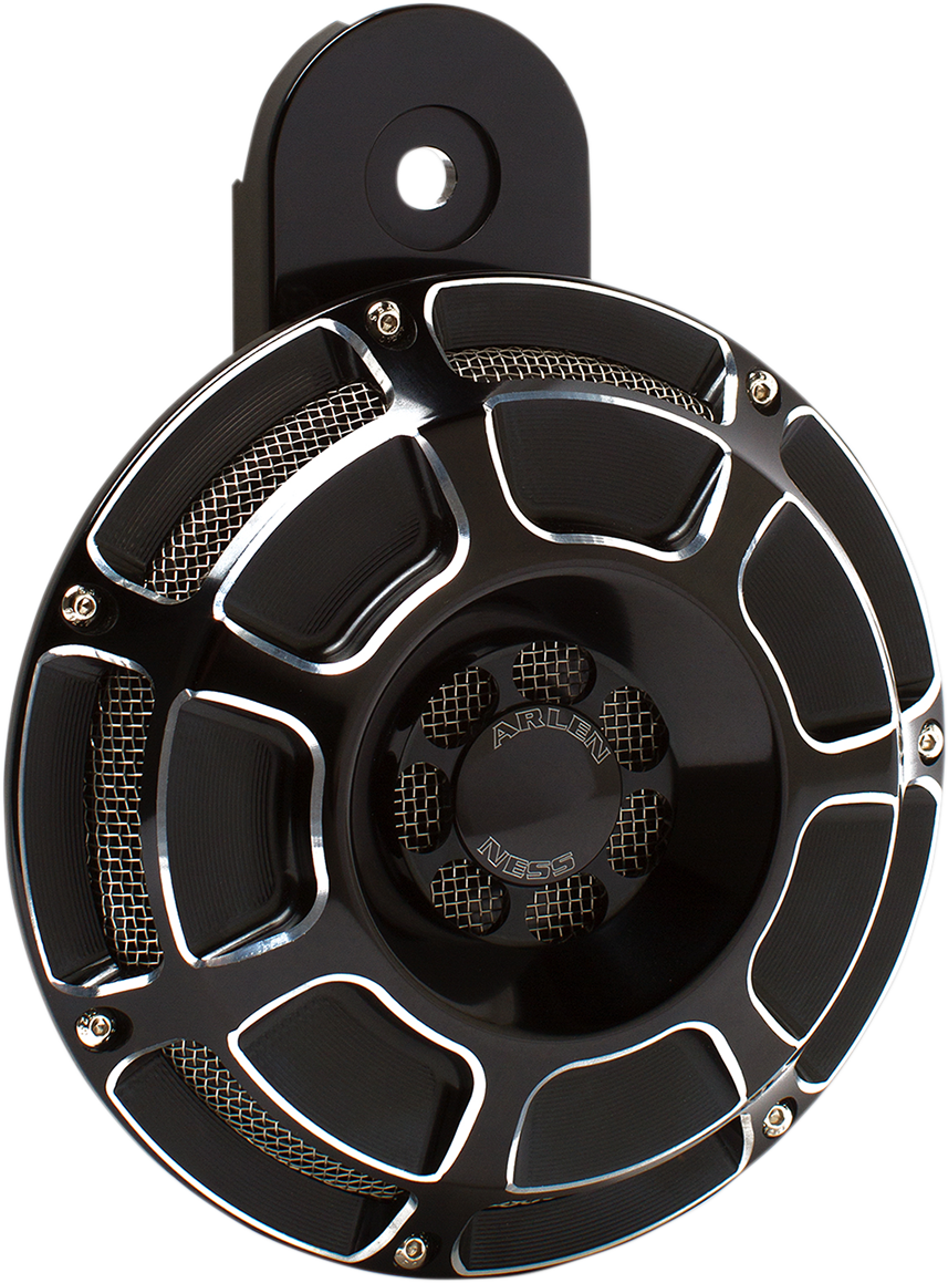 Arlen Ness Black Beveled Aluminum Motorcycle 110 dB Horn for 1991-2025 Harley
