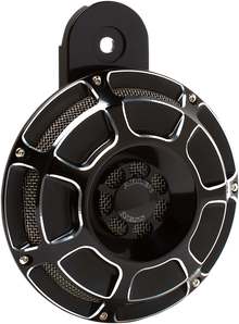 Arlen Ness Black Beveled Aluminum Motorcycle 110 dB Horn for 1991-2025 Harley