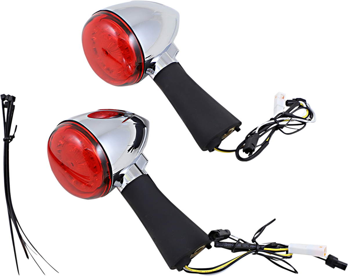 Custom Dynamics Chrome Red Rear Turn Signal Assembly 2015-23 Indian Scout Sixty