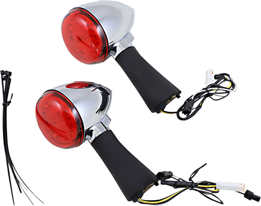 Custom Dynamics Chrome Red Rear Turn Signal Assembly 2015-23 Indian Scout Sixty