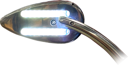 Custom Dynamics Chrome LED Run Turn Signal Teardrop Handlebar Mirrors for Harley