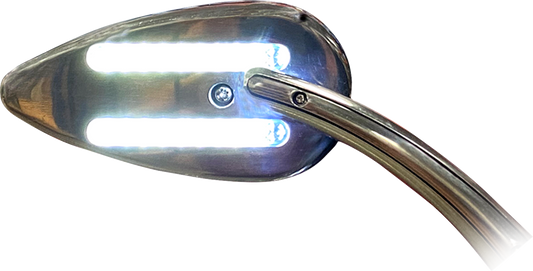Custom Dynamics Chrome LED Run Turn Signal Teardrop Handlebar Mirrors for Harley