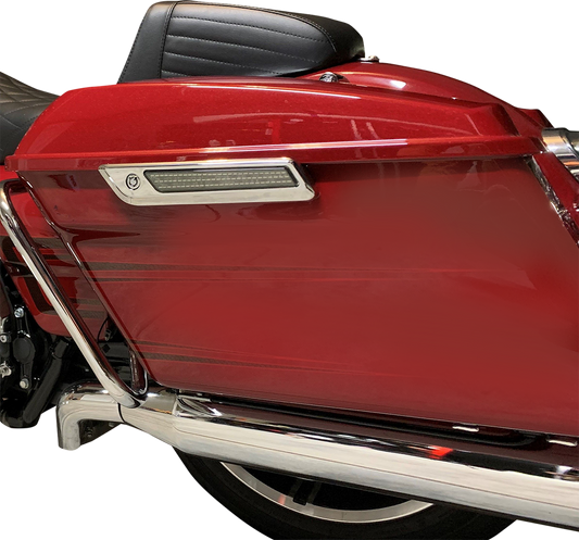 Custom Dynamics LED Chrome Saddlebag Latch Lights fits 2014-2024 Harley Touring