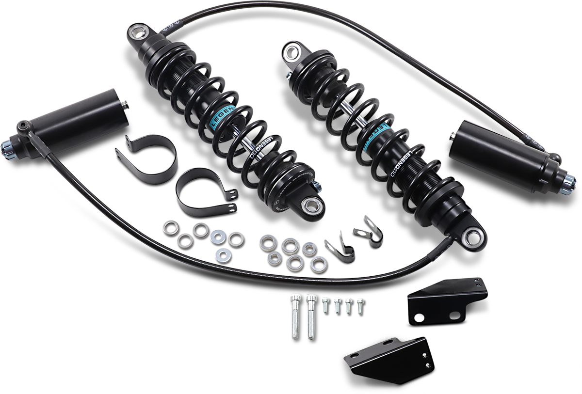 Legend 13" Black Revo-ARC Heavy Duty Rear Shocks 1999-2008 Harley Touring FLHR