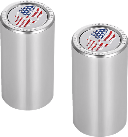 Figurati Designs Skull USA Flag Long Magnetic Docking Hardware Covers for Harley