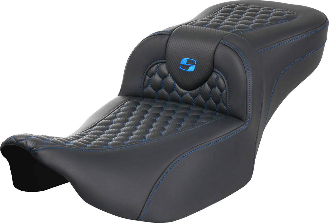 Saddlemen Roadsofa Blue Honeycomb Extended Gel Seat for 2023-2025 Harley Touring