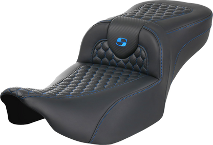 Saddlemen Roadsofa Blue Honeycomb Extended Gel Seat for 2023-2026 Harley Touring
