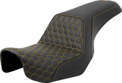 Saddlemen Step Up Gold Honeycomb Stitch Seat fits 2006-2017 Harley Dyna FXD FLD