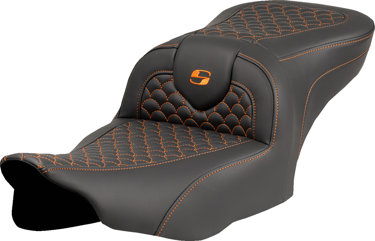 Saddlemen Roadsofa Orange Dragon Scale Stitch Seat fits 2023-2025 Harley Touring