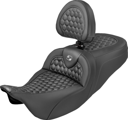 Saddlemen Roadsofa Gray Honeycomb Extended Seat & Backrest 08-25 Harley Touring