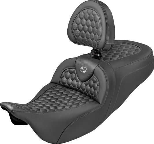 Saddlemen Roadsofa Gray Honeycomb Extended Seat & Backrest 08-25 Harley Touring