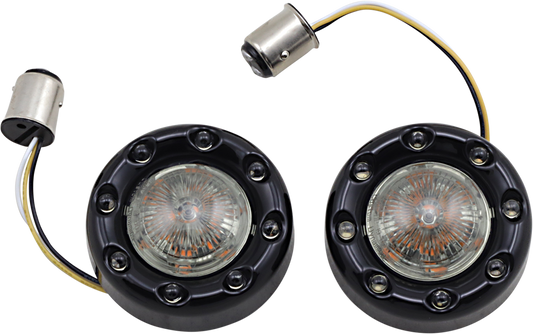 Custom Dynamics 1157 Black Probeam LED Front Bullet Ringz Turn Signals Harley