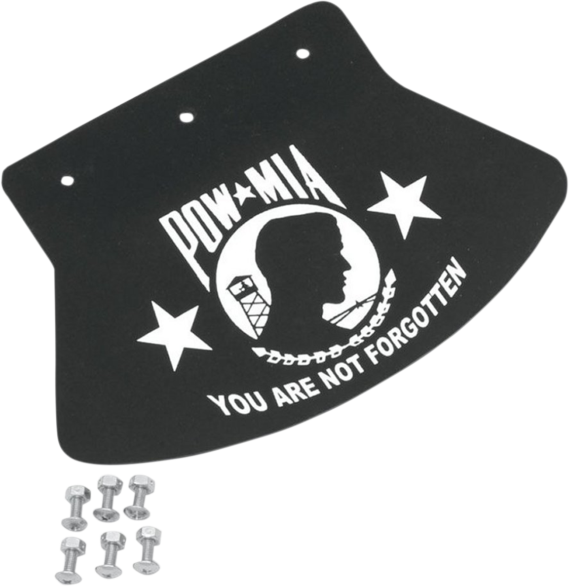 Drag Specialties Black Rubber POW MIA Rear 10 1/2" X 8 1/2" Motorcycle Mud Flap