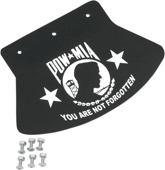 Drag Specialties Black Rubber POW MIA Rear 10 1/2" X 8 1/2" Motorcycle Mud Flap