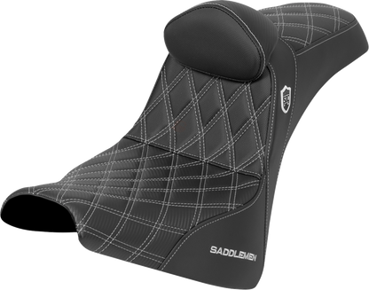 Saddlemen SDC Silver Lattice Seat & Backrest for 18-26 Harley Softail FXBB FXST