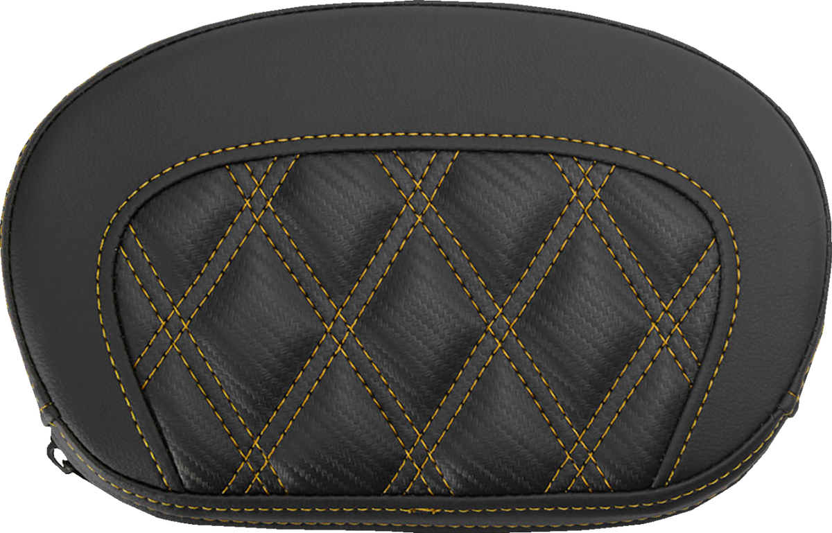 Saddlemen Mini Contour Gold Carbon Lattice Stitch Sissy Bar Pad for Harley
