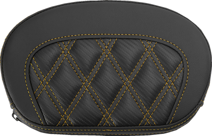 Saddlemen Mini Contour Gold Carbon Lattice Stitch Sissy Bar Pad for Harley