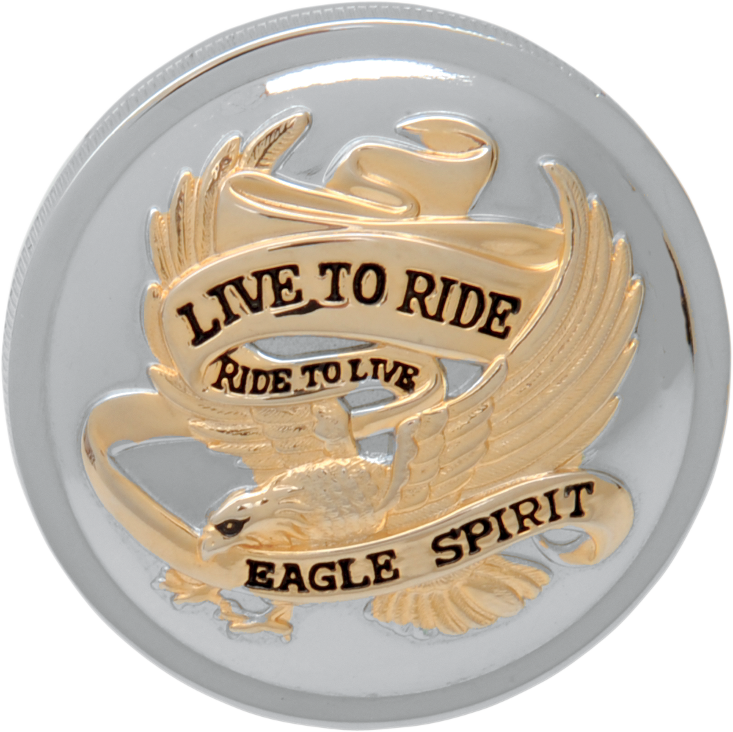 Drag Specialties Chrome Gold Nonvented Live 2 Ride Gas Cap for 1982-1996 Harley