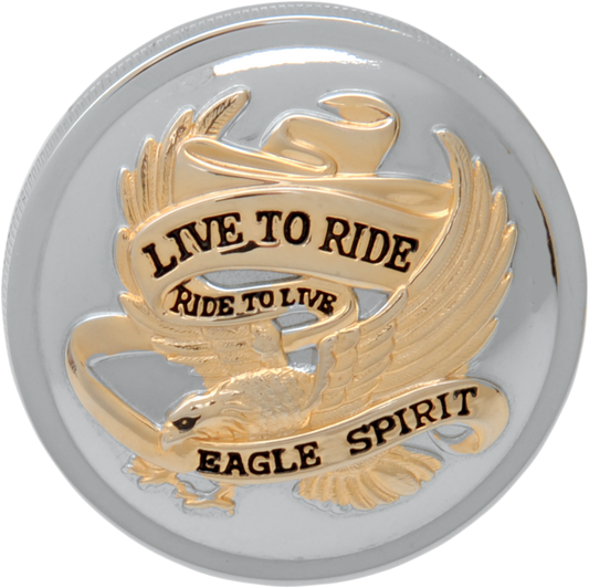 Drag Specialties Chrome Gold Nonvented Live 2 Ride Gas Cap for 1982-1996 Harley
