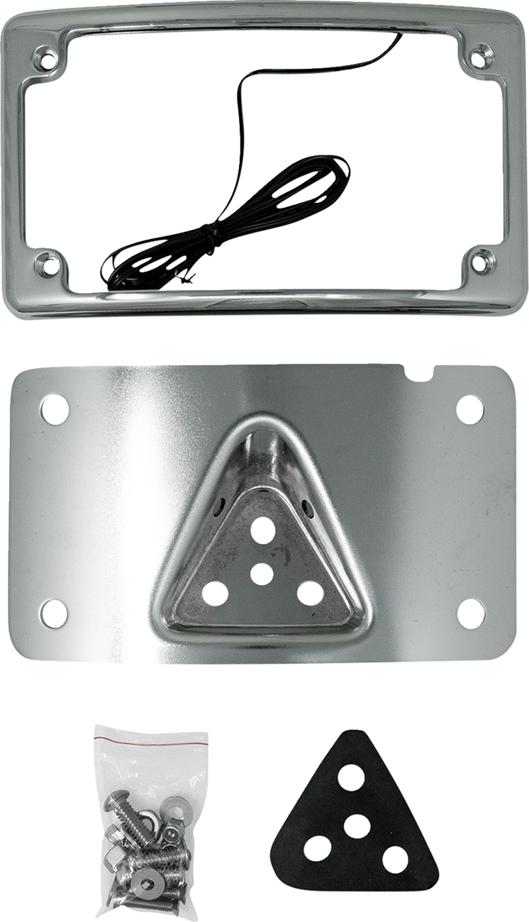 Kodlin Curved Chrome 3-Hole LED Laydown License Plate Kit for Harley Davidson