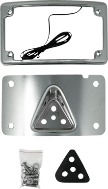 Kodlin Curved Chrome 3-Hole LED Laydown License Plate Kit for Harley Davidson