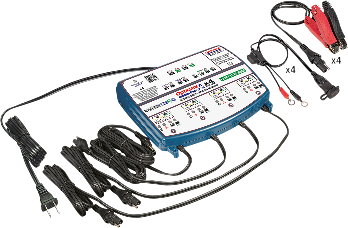 Tecmate Optimate 2 Duo 4-Bank Battery Charger Maintainer 12V Motorcycle ATV UTV
