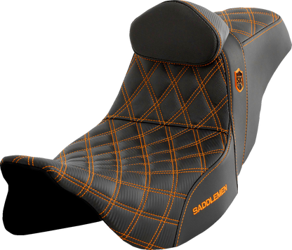 Saddlemen SDC Pro Series Orange Lattice Seat & Backrest for 08-24 Harley Touring