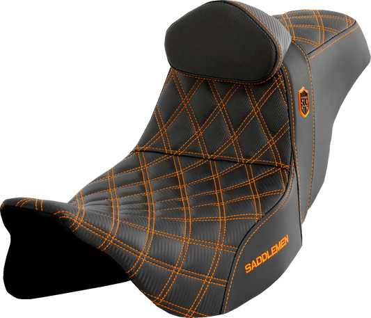 Saddlemen SDC Pro Series Orange Lattice Seat & Backrest for 08-24 Harley Touring