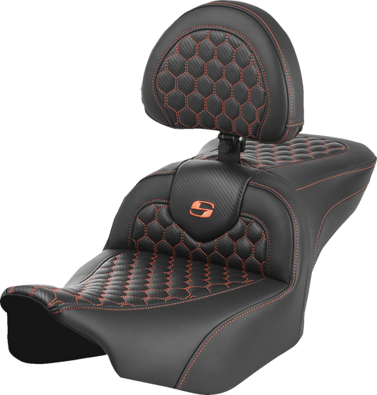 Saddlemen Roadsofa Orange Honeycomb Gel Seat & Backrest 2023-2025 Harley Touring