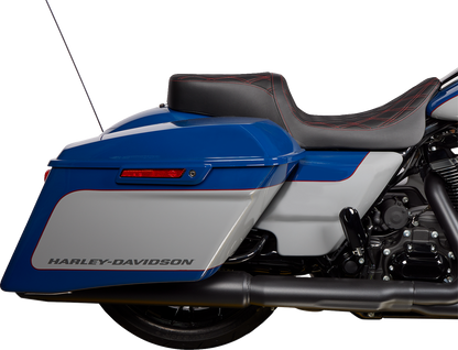 Drag Specialties Performance Predator II Red Stitch Seat 2008-24 Harley Touring