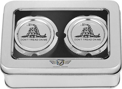 Figurati Designs Don't Tread Front Axle Nut Chrome Covers for 2002-2022 Harley
