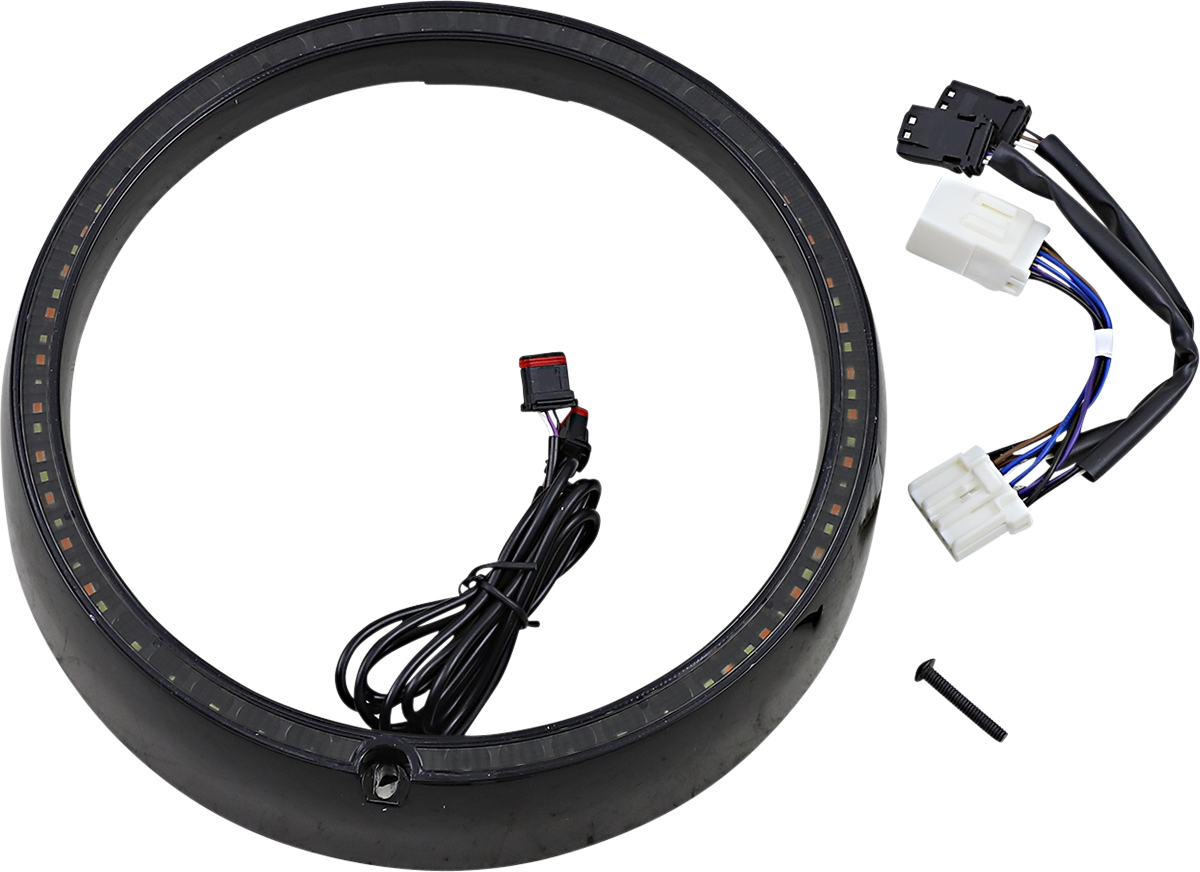 Custom Dynamics Black LED Sequential Headlight Trim 1999-05 Harley Touring FLHT