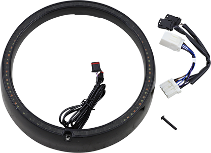Custom Dynamics Black LED Sequential Headlight Trim 1999-05 Harley Touring FLHT