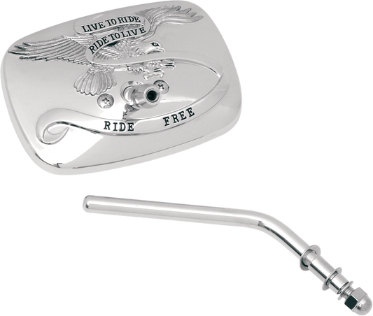 Emgo Custom Clamp-On Live To Ride Right-Side Rectangle Motorcycle Mirror
