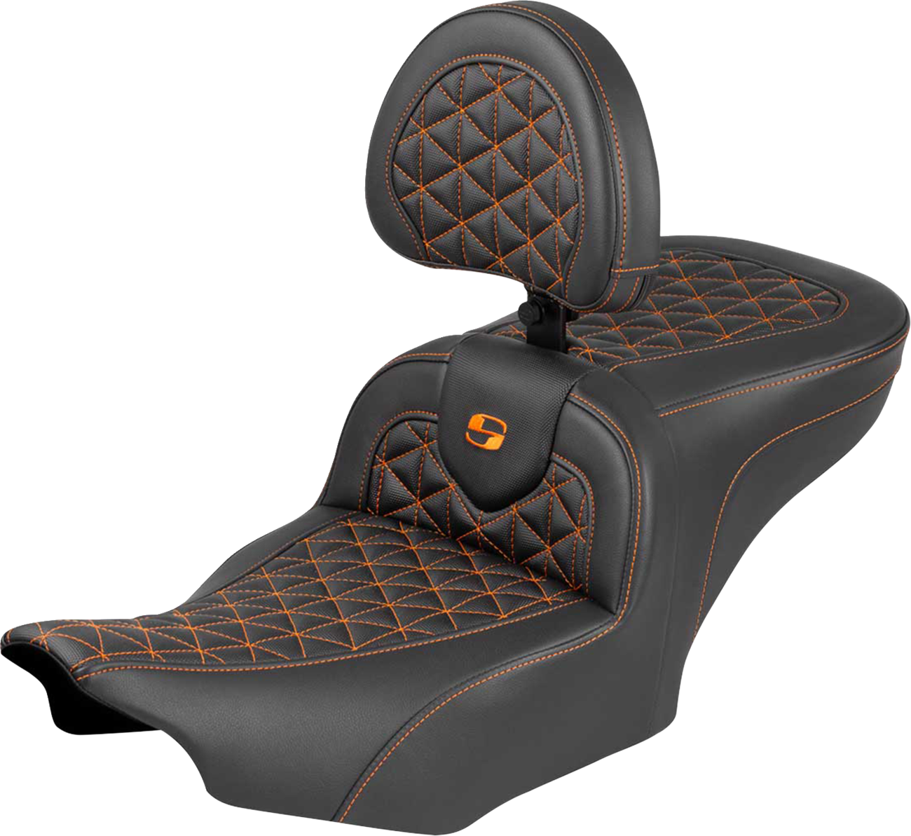 Saddlemen Roadsofa Orange Tri Gripper Seat & Backrest for 2023-25 Harley Touring