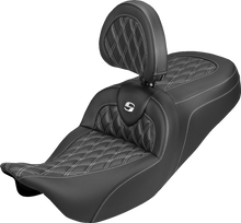 Saddlemen Roadsofa White Lattice Carbon Seat & Backrest for 08-25 Harley Touring