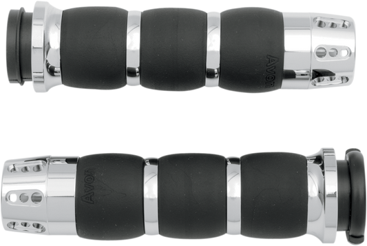Avon Gatlin Chrome TBW Handlebar Grips for 2008-2024 Harley Softail Touring FLHX
