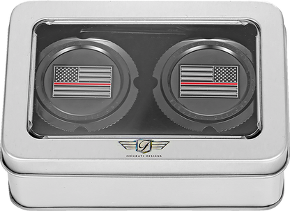Figurati Designs Front Red line Flag Axle Nut Black Covers for 2002-2022 Harley