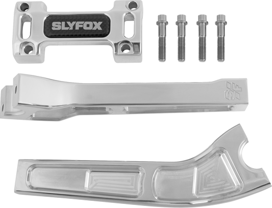 Slyfox Raw 8" Handlebar Pullback Riser Top Clamp Kit fits Harley Davidson