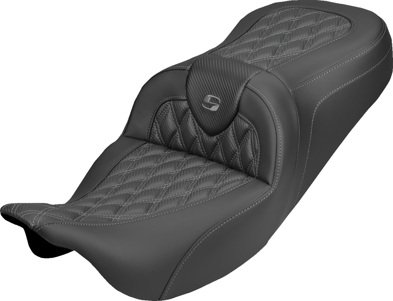 Saddlemen Roadsofa Gray Lattice Carbon Gel Seat fits 2008-2025 Harley Touring