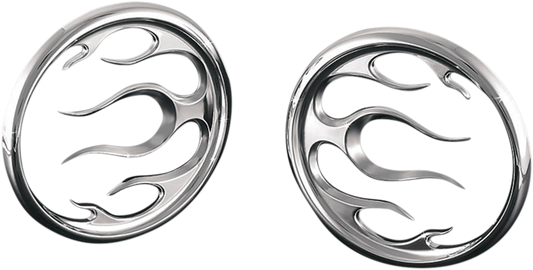 Kuryakyn Flame Front Fairing Dash Speaker Accents 1996-2013 Harley Touring FLHX