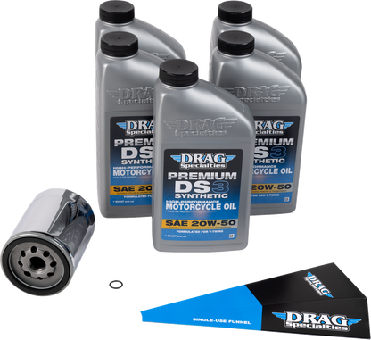 Drag Specialties 20W-50 DS3 Synthetic Chrome Engine Oil Change Kit for Harley M8
